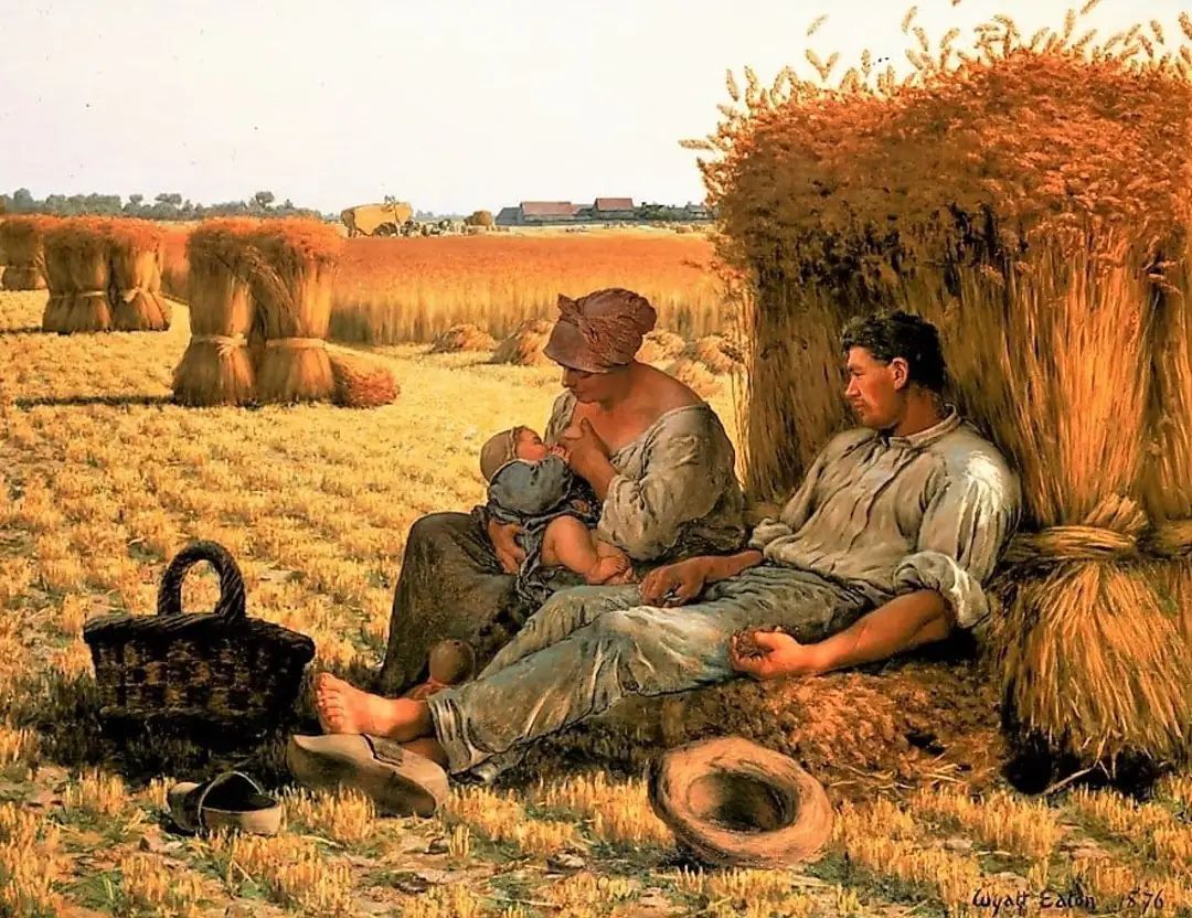 AndreWisniewsk2's tweet image. 🎨Charles Wyatt Eaton (1849–1896, Canadian-American portrait and figure painter) - The Gleaners' Rest, 1876