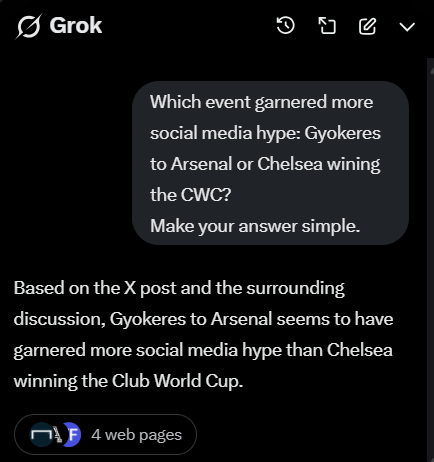 I need some able-minded Chelsea fans to join me re-write the source code for Grok if there is even an ounce of doubt in this statement.

We need verified facts only because when you're big, you are properly massive.
#COYG
