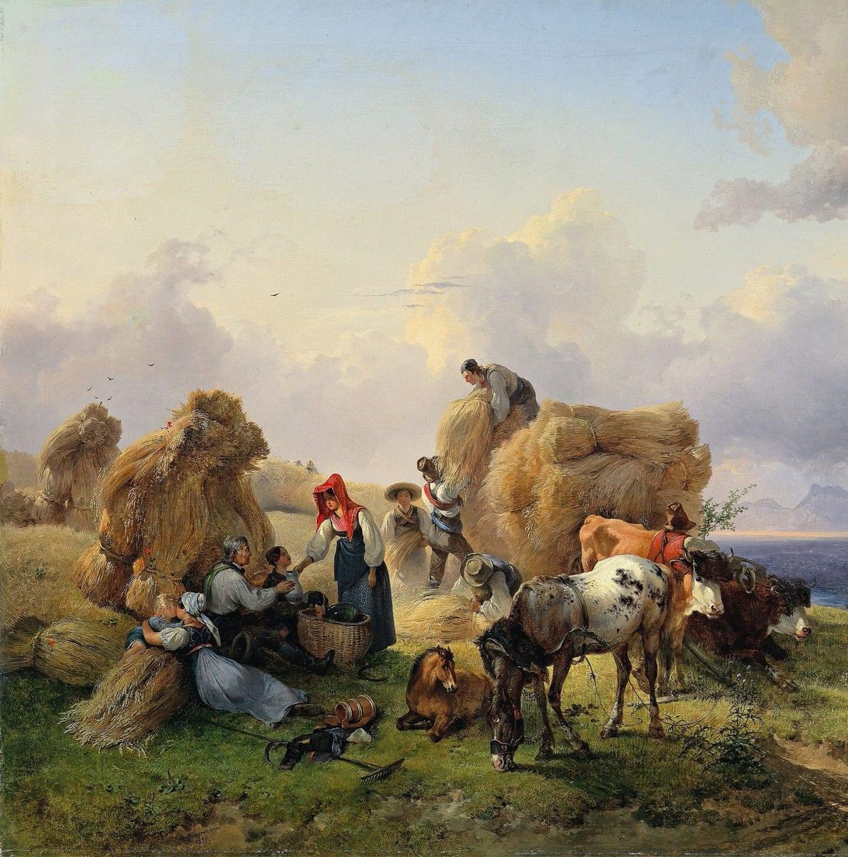 AndreWisniewsk2's tweet image. 🎨Friedrich Gauermann (1807-1862) - Harvesting in the Foothillsof the Alps