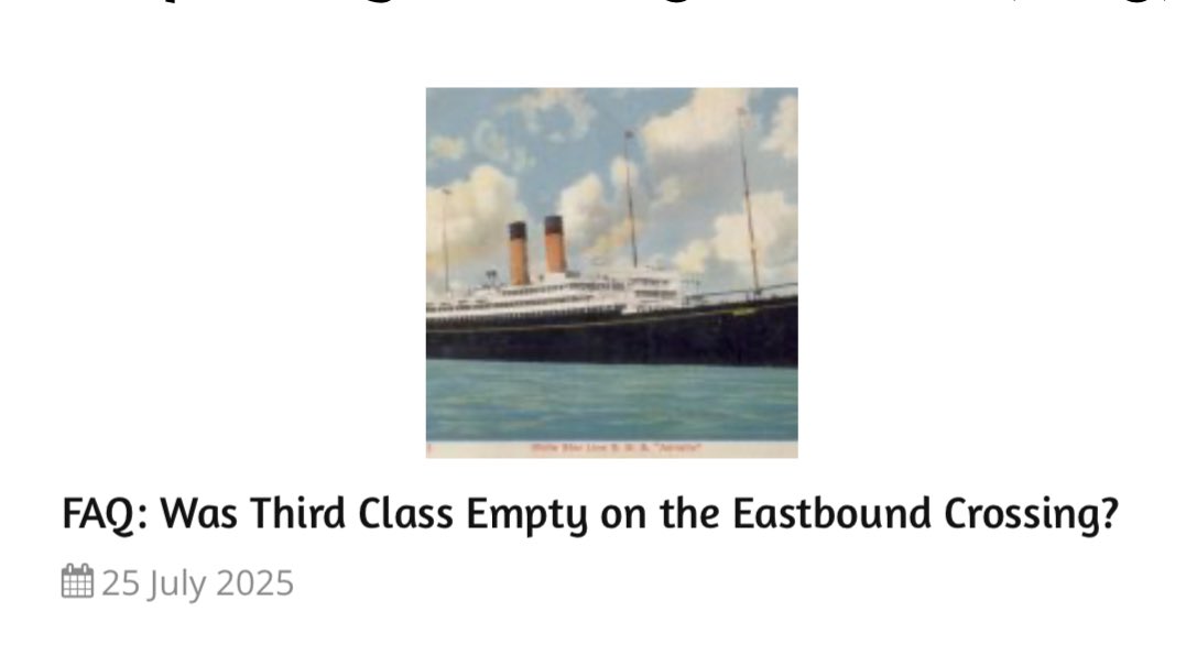 People often ask if third class was virtually empty on the eastbound crossing.  This Friday’s FAQ explores that question!  markchirnside.co.uk/faq-was-third-…