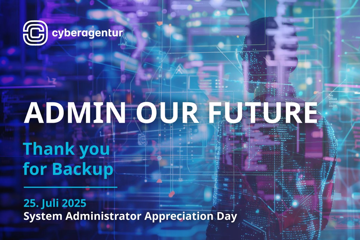 Cyberagentur (@cybagbund) on Twitter photo System Administrator Appreciation Day. Die <a href="/CybAgBund/">Cyberagentur</a> dankt allen Admins, die Cybersicherheit möglich machen und Systeme am Laufen halten. Mehr: t1p.de/3zdp0
#SysAdminDay #Systemadministration #Cybersicherheit #ITSecurity System Administrator Appreciation Day. Die <a href="/CybAgBund/">Cyberagentur</a> dankt allen Admins, die Cybersicherheit möglich machen und Systeme am Laufen halten. Mehr: t1p.de/3zdp0
#SysAdminDay #Systemadministration #Cybersicherheit #ITSecurity
