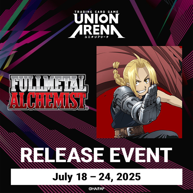 UA_EN_TCG's tweet image. [Events]
Thank you to everyone who joined the FULLMETAL ALCHEMIST Release Event! ⭐💖
Did you enjoy playing with the new Booster Pack? Make sure to use #UNIONARENA_EN and share your event reports and photos! ✨
We can&apos;t wait to see your posts! 👀
#FullMetalAlchemist