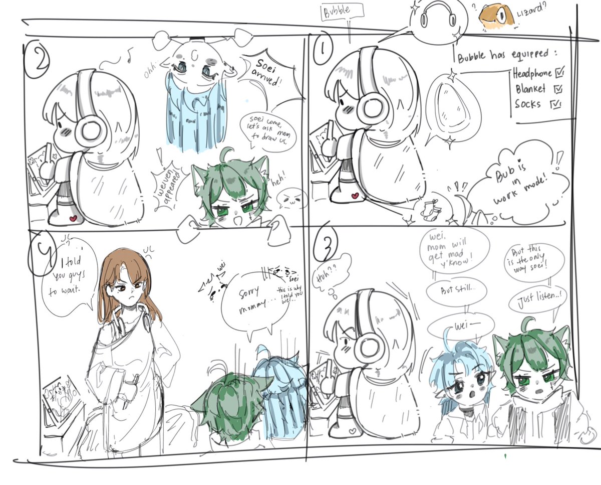ahihdew's tweet image. Just some messy sketch, I really wanna draw my ocs T^T
#comic #sketch #ibispaint