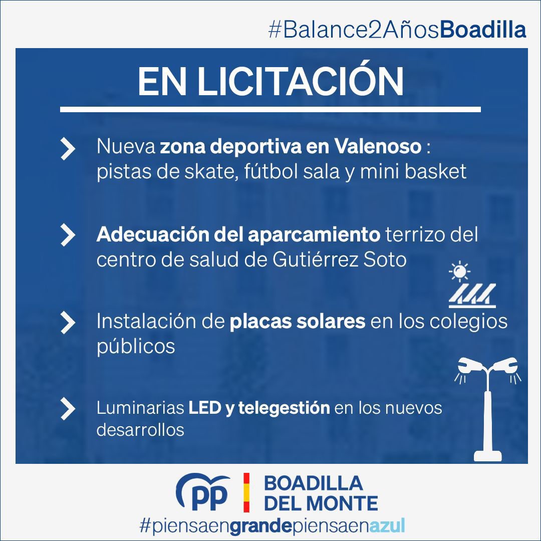 ✅ EN LICITACIÓN| #Balance2AñosBoadilla

¡Seguimos transformando nuestro municipio!