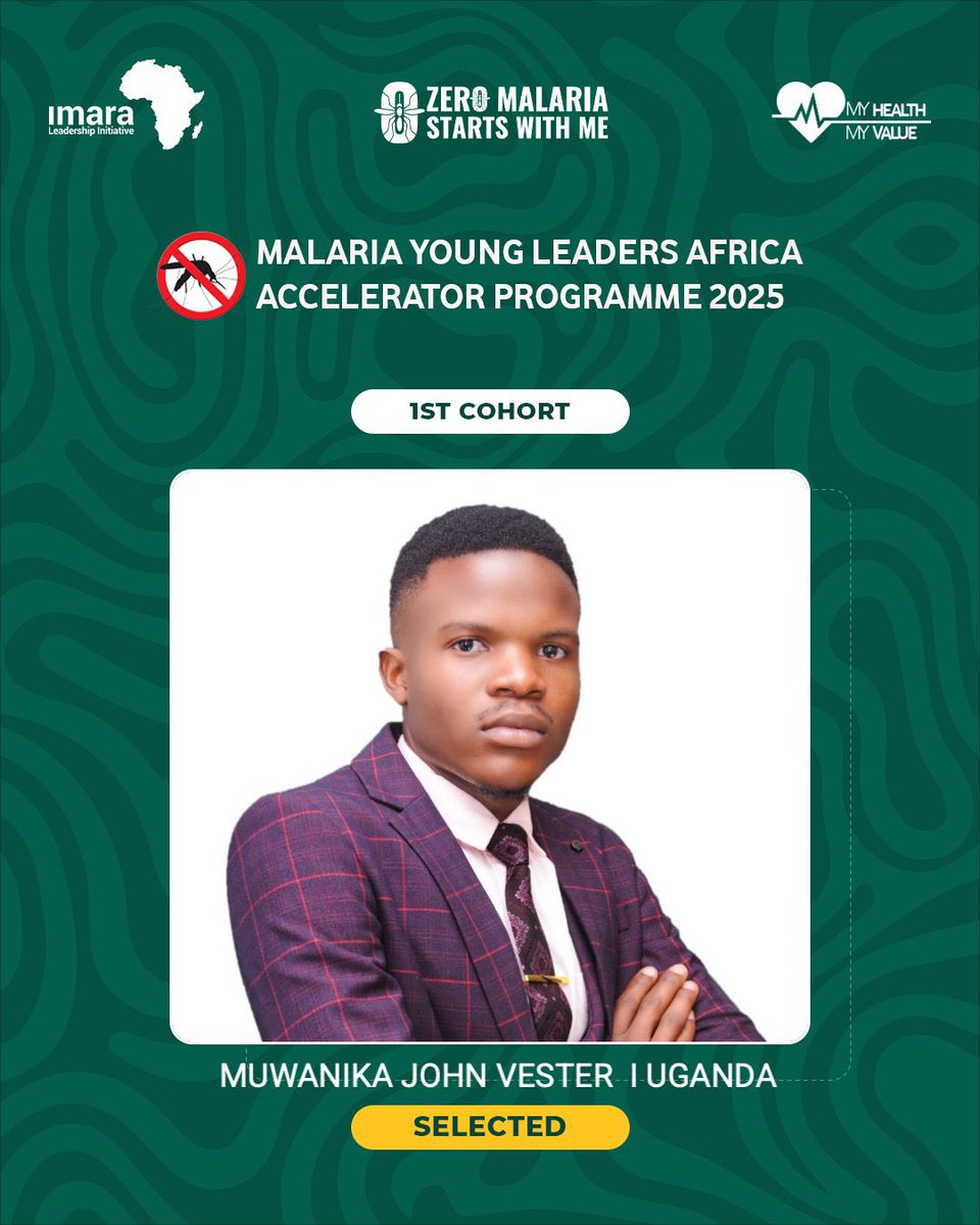 🦟𝗠𝗔𝗟𝗔𝗥𝗜𝗔 𝗬𝗢𝗨𝗡𝗚 𝗟𝗘𝗔𝗗𝗘𝗥𝗦 𝗔𝗙𝗥𝗜𝗖𝗔 𝗔𝗖𝗖𝗘𝗟𝗘𝗥𝗔𝗧𝗢𝗥 𝗣𝗥𝗢𝗚𝗥𝗔𝗠𝗠𝗘 𝟮𝟬𝟮𝟱 

𝗦𝗘𝗟𝗘𝗖𝗧𝗘𝗗 - 𝟭𝗦𝗧 𝗖𝗢𝗛𝗢𝗥𝗧 ⭐️

Meet Muwanika John Vester from Uganda 🇺🇬 !

a dedicated young professional with a strong academic foundation in Biomedical