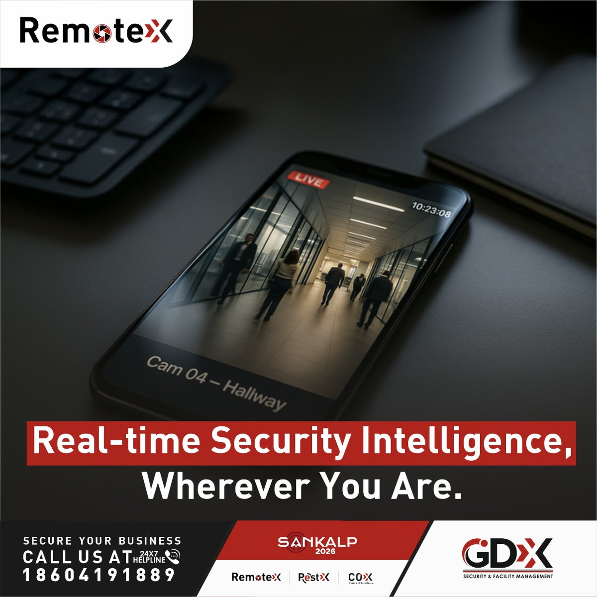 With RemoteX, security knows no boundaries.  Get real-time security intelligence at your fingertips—anytime, anywhere. From remote monitoring to actionable alerts, we ensure you're always a step ahead. Because in today’s world, smart protection isn’t optional—it’s essential.