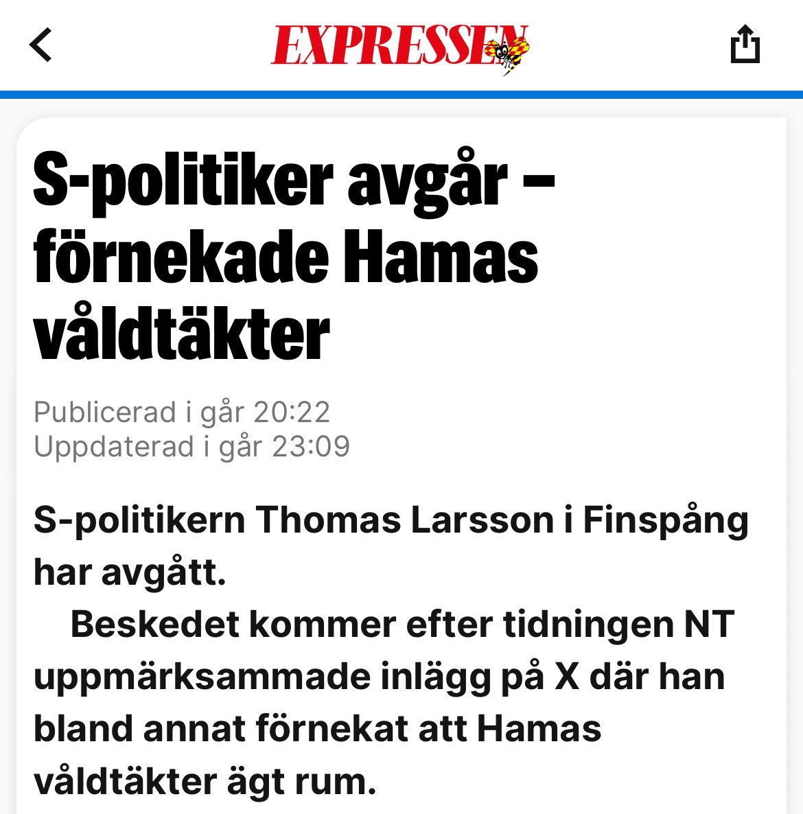 vringhed's tweet image. ”Det har inte varit hans mening…”

Hur skulle det på NÅGOT sätt INTE kunna ha varit EXAKT hans mening att sprida fördelaktig och lögnaktig historierevisionism om terrorsekten Hamas när han gjort just detta?
