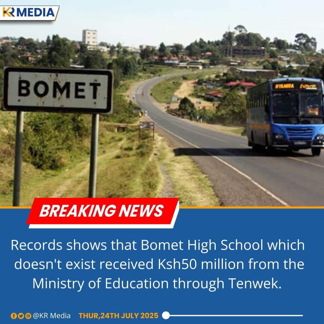 The fake school has a bank account, which is registered under an individual who is not a robot.

The person whose account receives capitation funds on behalf of nonexistent Bomet High School is yet to be arrested.

But the murderous regime is busy chasing after human rights