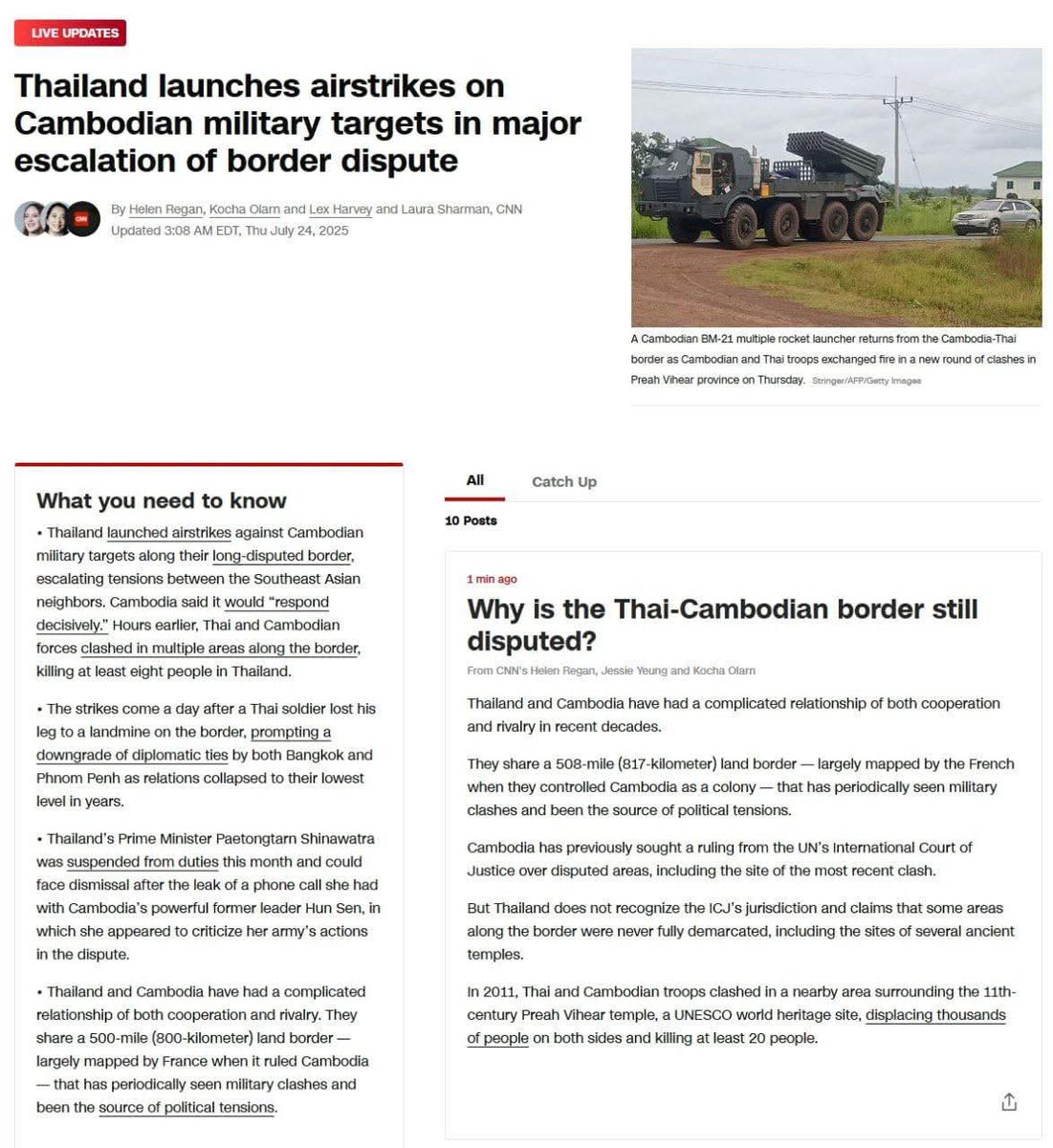 24 July 2025 Thailand launched six missiles into Cambodian territory first. As a result, Cambodia has the legitimate right to defend itself and protect its national sovereignty and territorial integrity. #ThailandStartedTheWar #Thailandopenfire #JusticeForCambodia #UN