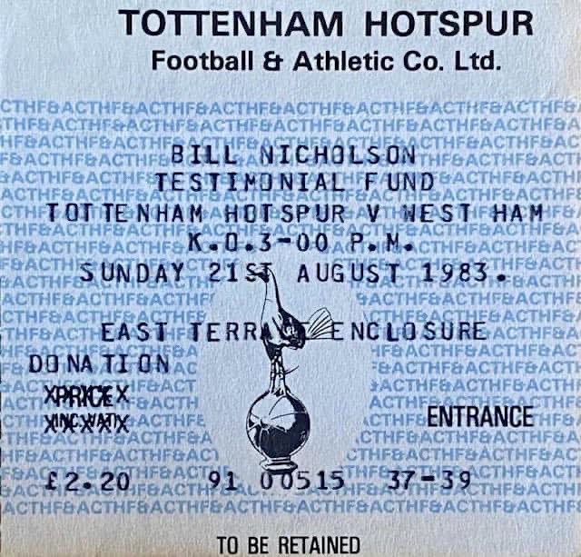dougbagleyfdl's tweet image. 'Sir' Bill Nicholson Testimonial Tickets from 2001 Spurs 3 Fiorentina 0. Attendance 35,877 and 1983 Spurs 1 West Ham 1. Attendance 20,101. The great man fully deserved 2 Testimonials.