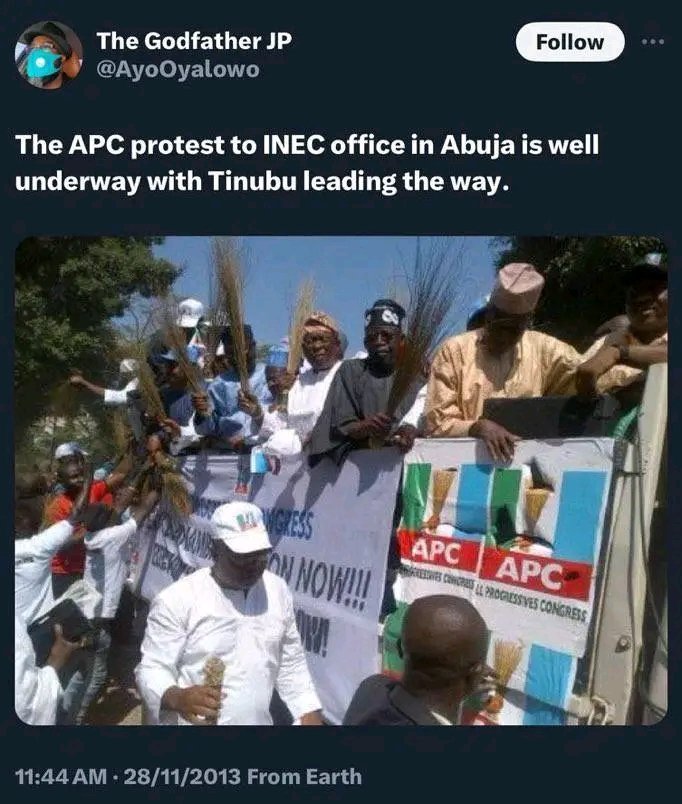 Chima_Obi1234's tweet image. No one knows tomorrow ezi okwu.
Buhari protested against Oga Jonathan
Tinibu Protested against Oga Jonathan
Oshomole protested against Oga Jonathan
Soyinka protested against Oga Jonathan
Dino Protested against Oga Jonathan
El Rufia protested against Oga Jonathan
But in…