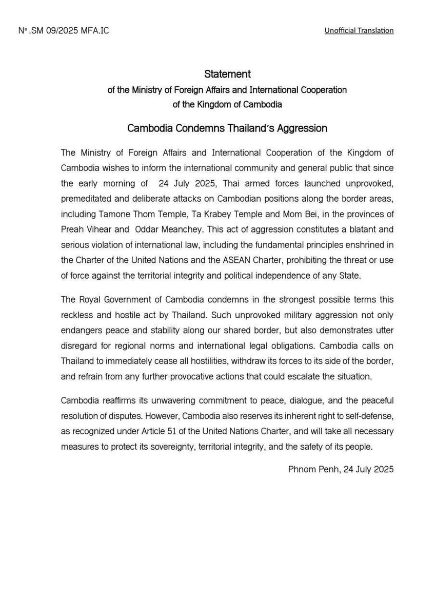 We're a peaceful country, but our land &amp; people were attacked. Cambodia did not start the war, we're only protecting our home. We ask the world to see the truth to support peace &amp; fairness for our nation.
#ThailandStartedTheWar
#JusticeForCambodia
#cambodianeedpeace