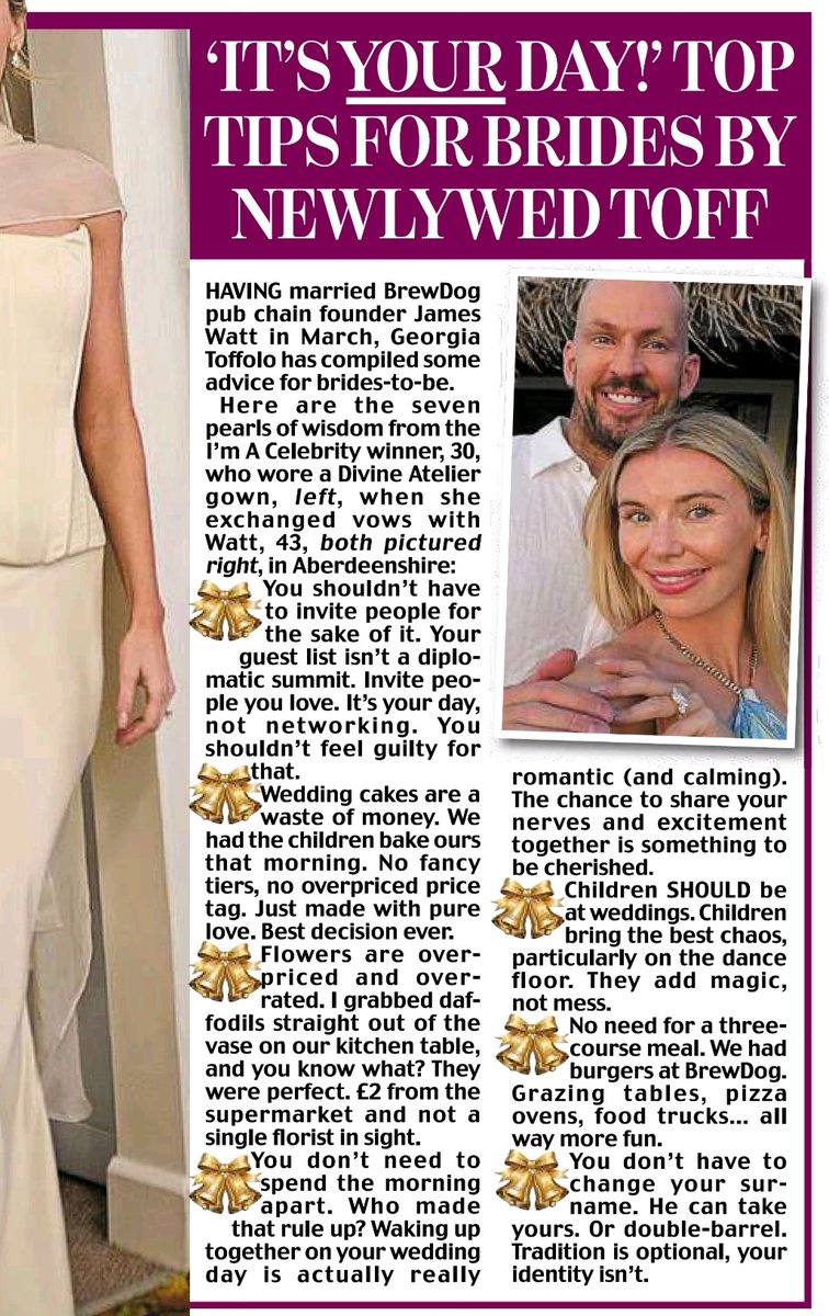 richardaeden's tweet image. Georgia Toffolo's seven tips for modern weddings. Do you agree with them? Let me know
dailymail.co.uk/tvshowbiz/arti…