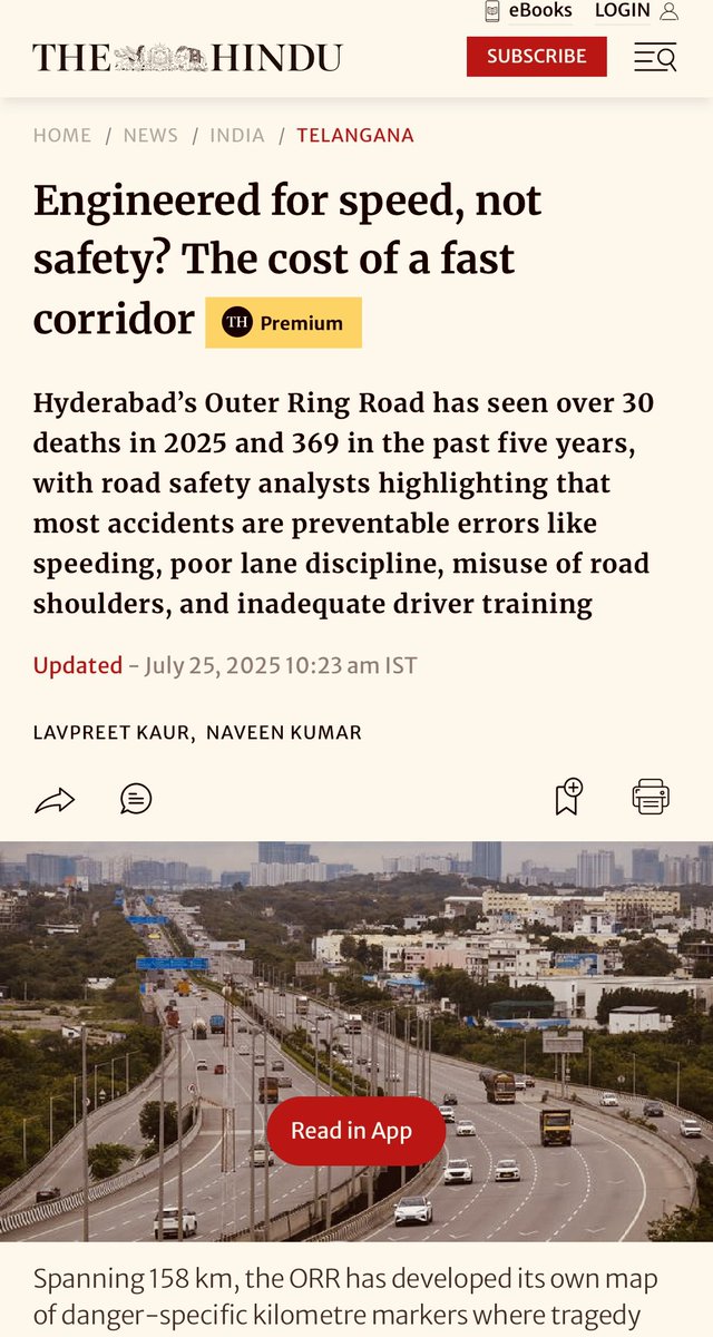 TopDriverIndia's tweet image. Happy to share my comments on the tragic ORR accidents- in the @the_hindu
#RoadSafety