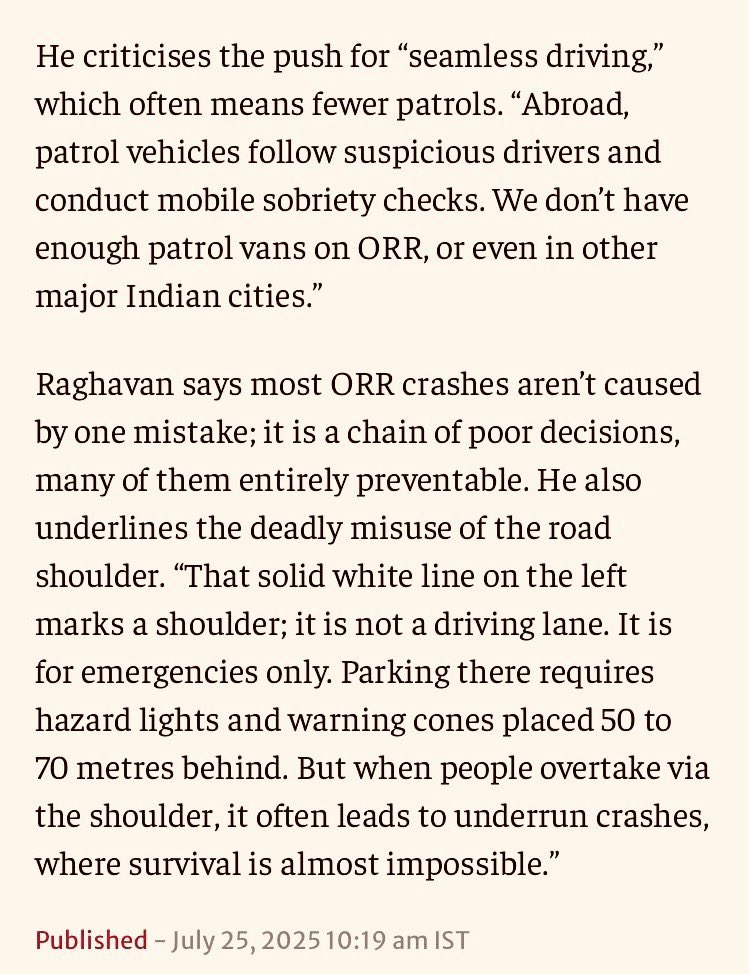 TopDriverIndia's tweet image. Happy to share my comments on the tragic ORR accidents- in the @the_hindu
#RoadSafety