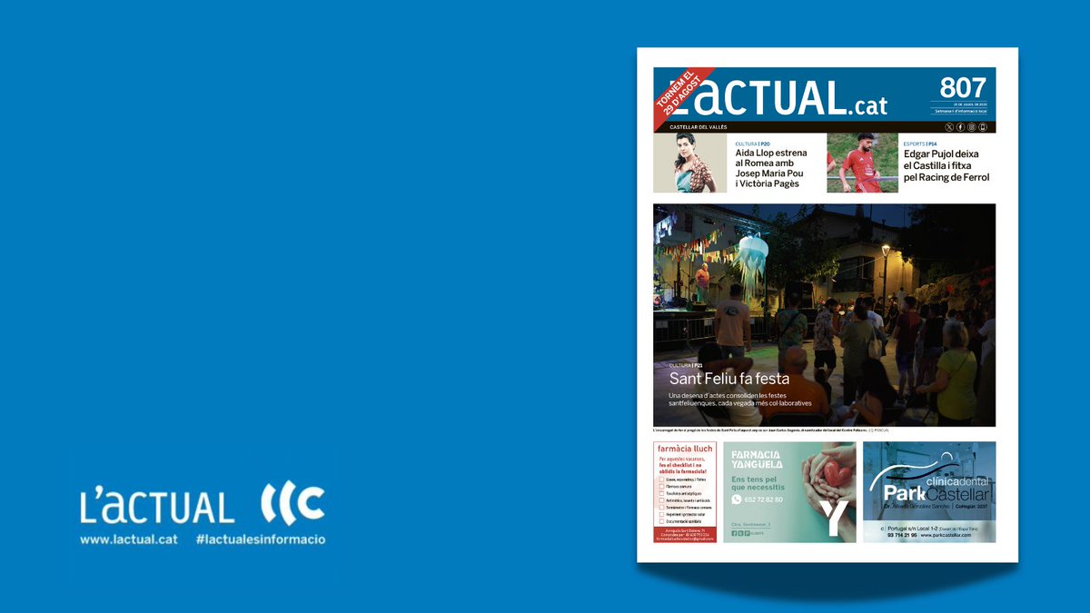 🌞Bon dia! L'Actual ja és al carrer! La foto de portada és de la Festa Major de Sant Feliu del Racó!

❗Recordeu que tornem el 29 d'agost! Bones vacances!

📸Quim Pascual

Més informació a lactual.cat 📲