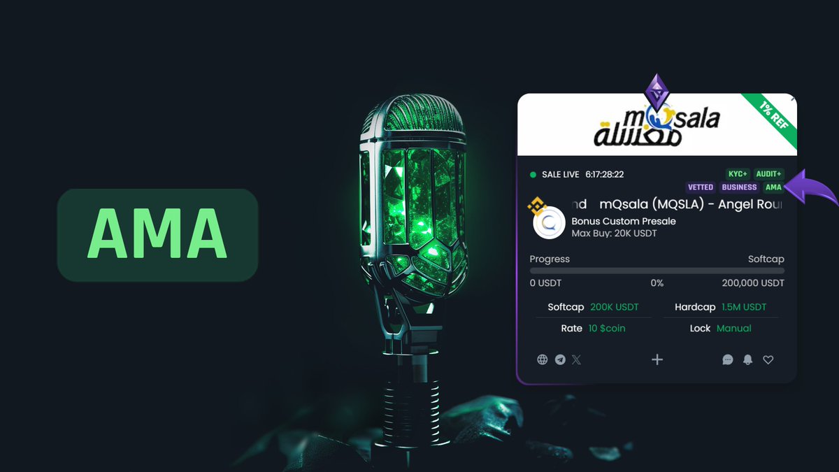TheGemPad's tweet image. Want to learn more about @mQsala_official team and all the products they are building? ๐ฅ
๐ง Take a listen to the AMA that took place yesterday in the @TheGemPad community on @binance ! ๐
binance.com/en/live/video?โฆ
Their Angel Round is now live until 1st of Augustโ
โฆ