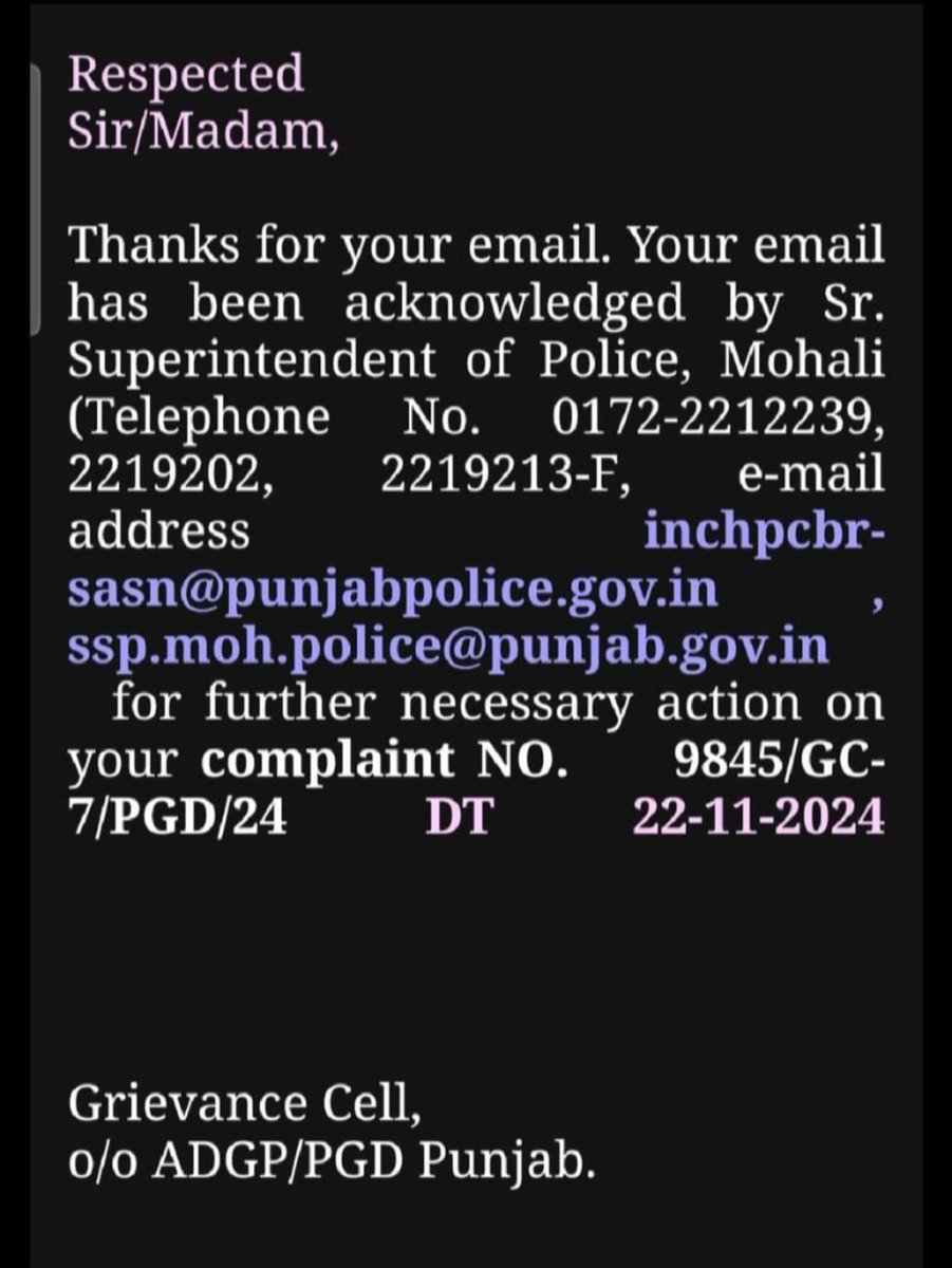 <a href="/BhagwantMann/">Bhagwant Mann</a>; <a href="/CsPunjab/">Chief Secretary Punjab</a>;  <a href="/DGPPunjabPolice/">DGP Punjab Police</a>;  <a href="/sasnagarpolice/">SAS NAGAR POLICE</a>; <a href="/punjabpoliceInd/">Punjab Police India</a>;  <a href="/dcmohali/">DC Mohali</a>;  <a href="/RupnagarRange/">Rupnagar Range Police</a> शि०..न੦. 6075/ GC-5/DGP/22, Dt.21-07-22 &amp; शि०. नo.9845/GC-7/PGD/24, DT.22-11-24 पत्र की जांच एसएसपी मोहाली को भेजी गई जिस पर शीघ्र संज्ञान मे लेकर कार्रवाई सुनिश्चित करे।