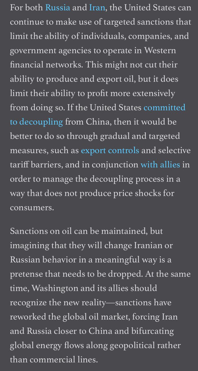glykosymoritis's tweet image. Why oil sanctions no longer work:
Oil sanctions have failed to deliver results with Iran and Russia. It would be a mistake to try them with China.
archive.ph/GW9wu By @gbrew24 #sanctions