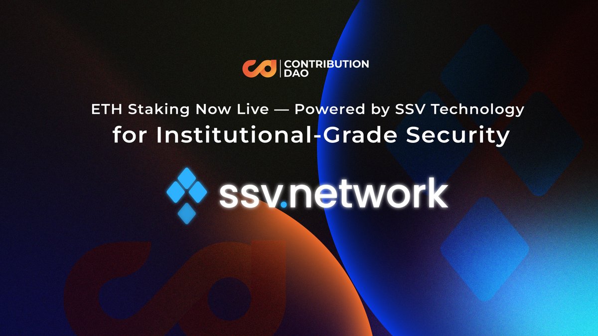 contributedao's tweet image. 🚀 ContributionDAO Launches ETH Staking Powered by SSV Technology
We’re excited to announce the launch of ContributionDAO’s ETH Staking platform, now live and powered by SSV Technology
This innovative staking solution is built to meet institutional-grade standards, offering:…