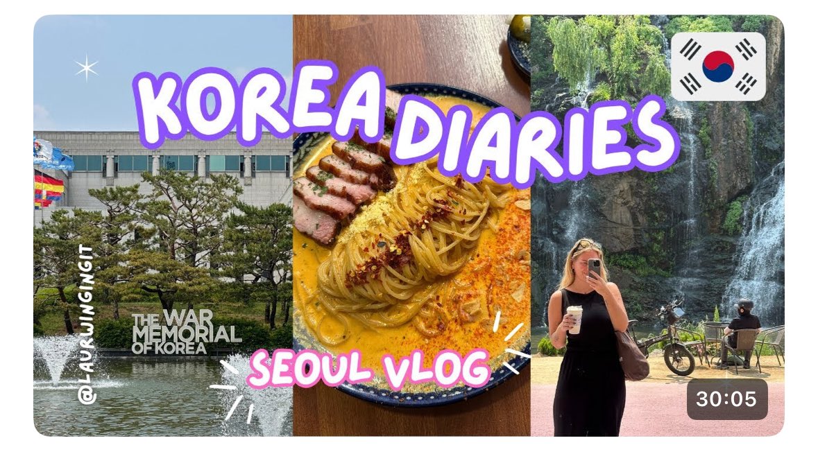 My final Korea vlog 🥹 this was honestly such a good trip, and I can’t wait to go back and see more of Korea someday! 

SEOUL VLOG 🇰🇷 final days in Korea 🍜 hiking, food, coffee, rose festival + war memorial 🥾 

youtu.be/plJuB00vZt0