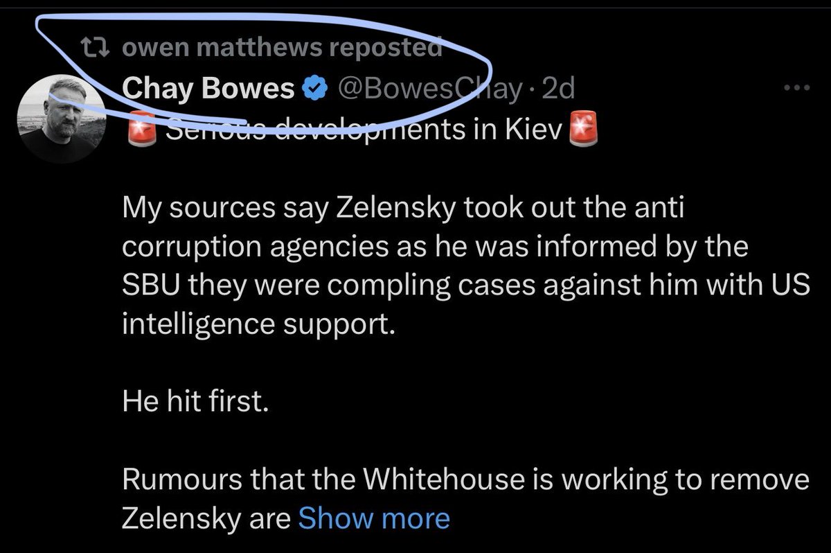 Caolan (@caolanrob) on Twitter photo Owen Matthews, the Telegraph journalist who wrote the Zelensky hit pieces, has been retweeting Russia Today host & Kremlin shill Chay Bowes all day. Our media is polluted with Russian propagandists. Shame on you <a href="/owenmatth/">owen matthews</a>. Owen Matthews, the Telegraph journalist who wrote the Zelensky hit pieces, has been retweeting Russia Today host & Kremlin shill Chay Bowes all day. Our media is polluted with Russian propagandists. Shame on you <a href="/owenmatth/">owen matthews</a>.