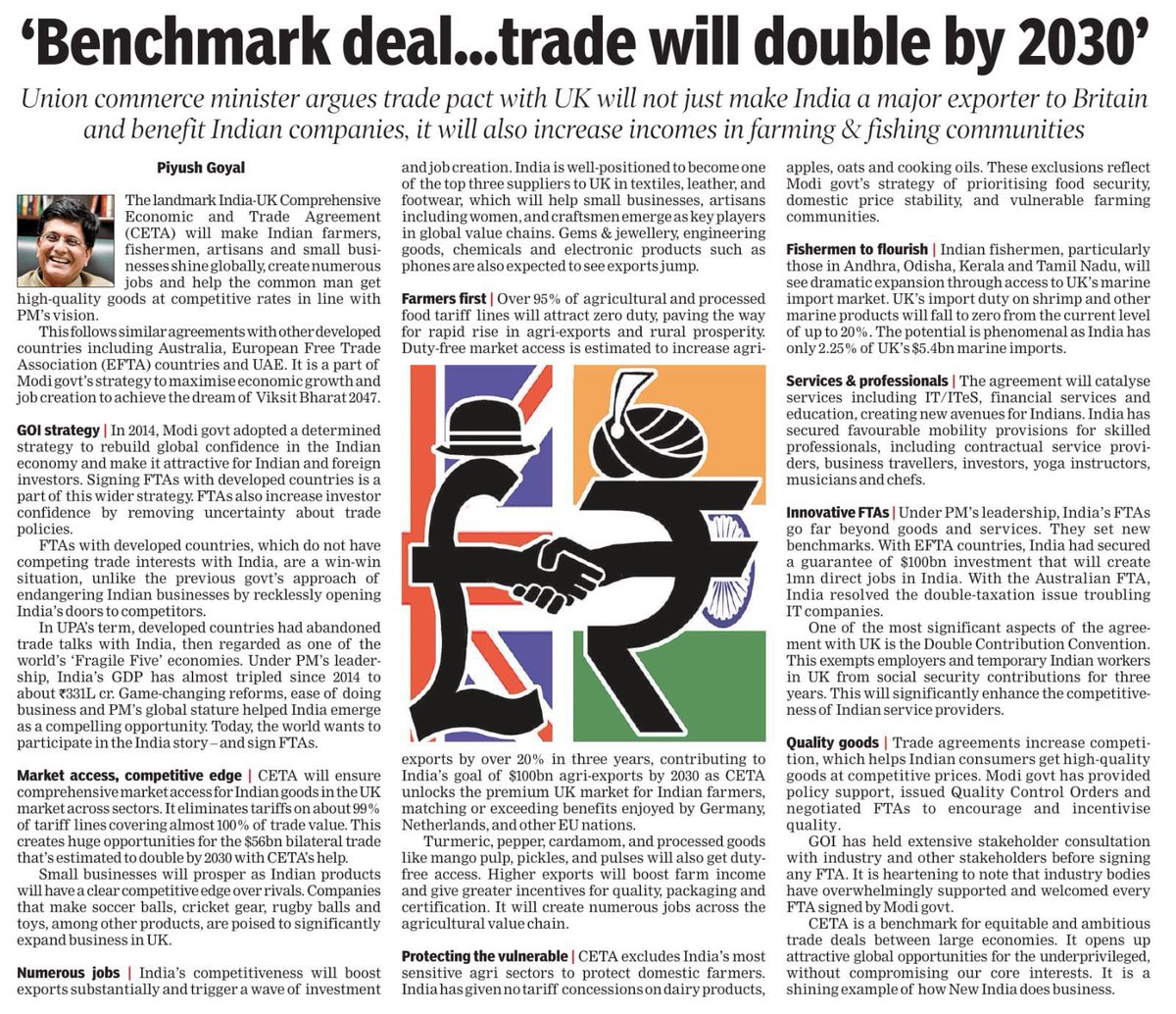 AwasthiAwanishK's tweet image. A landmark India-UK trade pact set to double exports by 2030 unlocking new opportunities for farmers, fishermen, MSMEs, and professionals.
Congratulations Honourable PM Shri @narendramodi ji, India for reshaping global trade, boosting businesses, and driving growth in tech and…