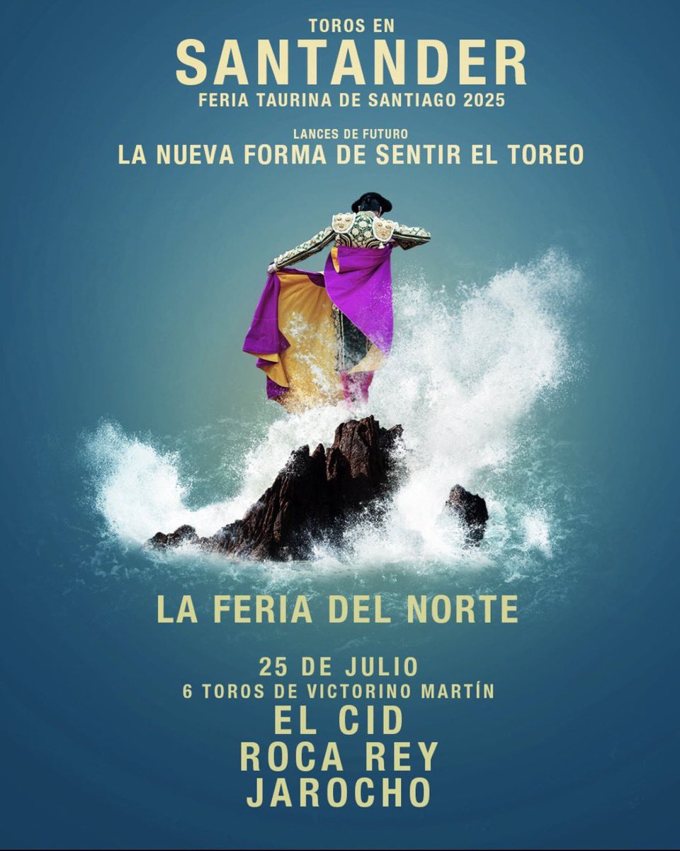 El cartel inédito de gran expectación y no hay billetes, de esta tarde en Santander. Segunda vez que <a href="/RocaRey/">Andrés Roca Rey</a> lidiará <a href="/victorinotoros/">Victorino Martin</a>. 
Organiza <a href="/lancesdefuturo/">Lances de Futuro</a>.
🕰️ 18:30h 🇪🇸 - 11:30 am 🇵🇪 - 10:30 am 🇲🇽
📅 V 25-07-25
🗡️ <a href="/MJElCid/">Manuel Jesús  Cid</a> 
🗡️ <a href="/RocaRey/">Andrés Roca Rey</a>
🗡️ #Jarocho
🐂 <a href="/victorinotoros/">Victorino Martin</a>