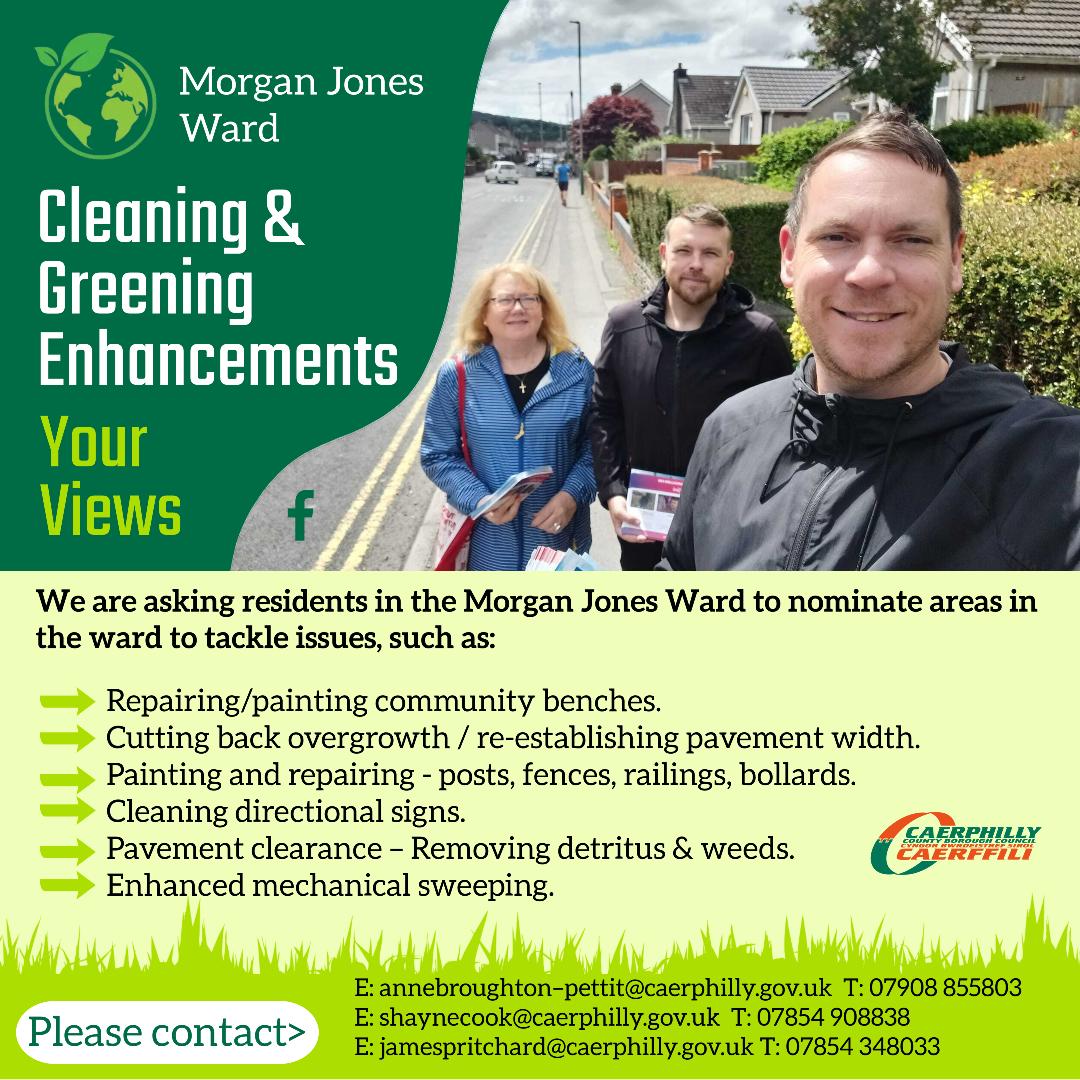 pritchar13's tweet image. I've just sent out my latest weekly update. Topics include:
Cleaning & Greening ✅
Litter Picking ✅
Play In The Park ✅
Door Knocking ✅
If you live in Morgan Jones, and would like to be added to my weekly list, please get in touch - jamespritchard@caerphilly.gov.uk