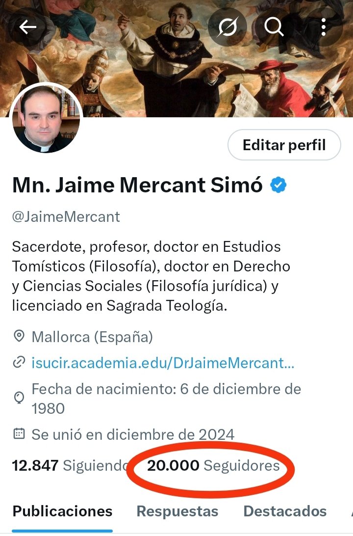 JaimeMercant's tweet image. En este día de mi santo, San Jaime o Santiago, patrón de España, quiero dar las gracias a todos mis lectores en general y, en especial, a mis seguidores, ya que he superado la cifra de 20.000.

Muchísimas gracias a todos.
Reciban mi bendición +

¡Santiago y cierra, España!