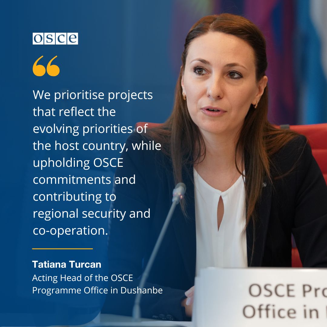 OSCE's tweet image. Yesterday, Acting Head of @OSCEDushanbe Tatiana Turcan addressed the OSCE Permanent Council, highlighting the Mission’s achievements and priorities in Tajikistan.
Learn more about their work on the ground: ⬇️
bit.ly/3TTSzMm