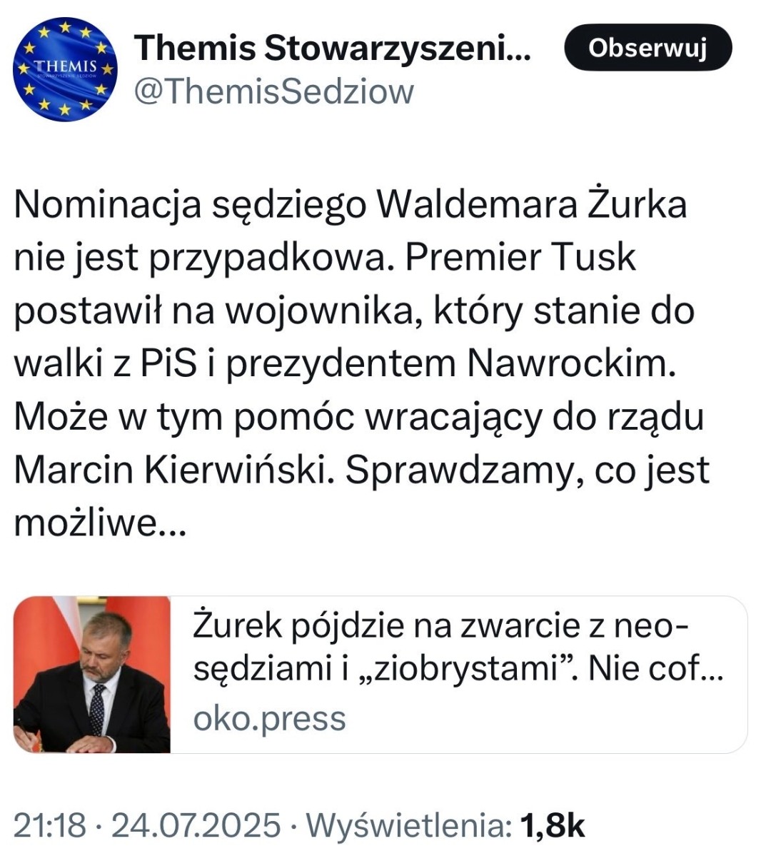Ktoś mówił, że minister Waldemar Żurek nie ma zaplecza politycznego. Błąd. Oto jego zaplecze.