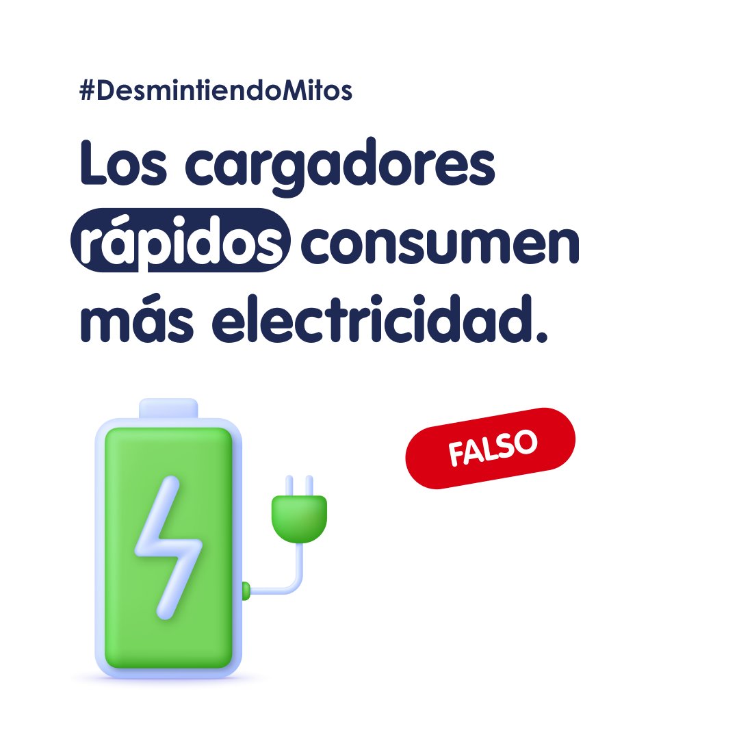 ¿Piensas que los cargadores rápidos consumen más #electricidad? 🔌

❌ ¡Falso! ❌

Este tipo de cargadores no usan más #energía que los normales.  Así que no te preocupes por el #consumo extra, ¡lo que cuenta es cargarlo cuando realmente lo necesites! 📱

#DesmintiendoMitos