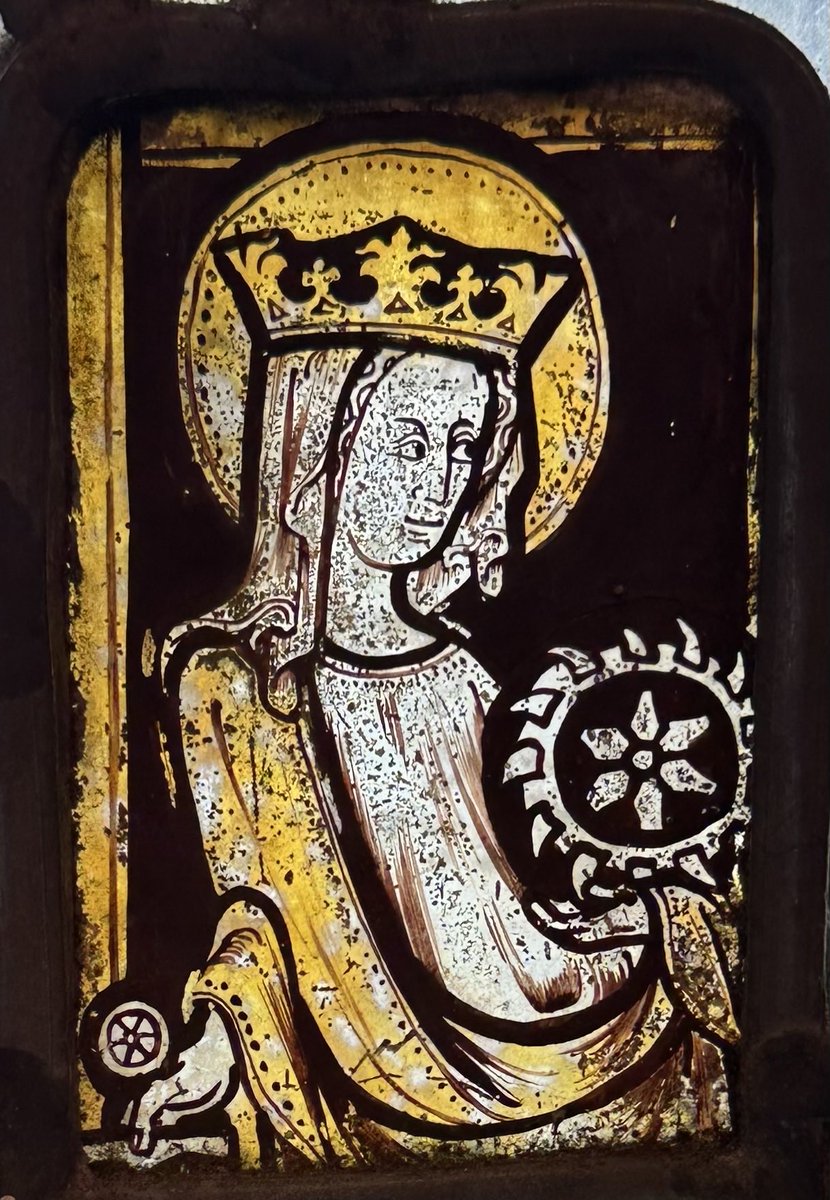 Bramley, Hampshire, St James. Fifteenth century stained glass depicting St Catherine