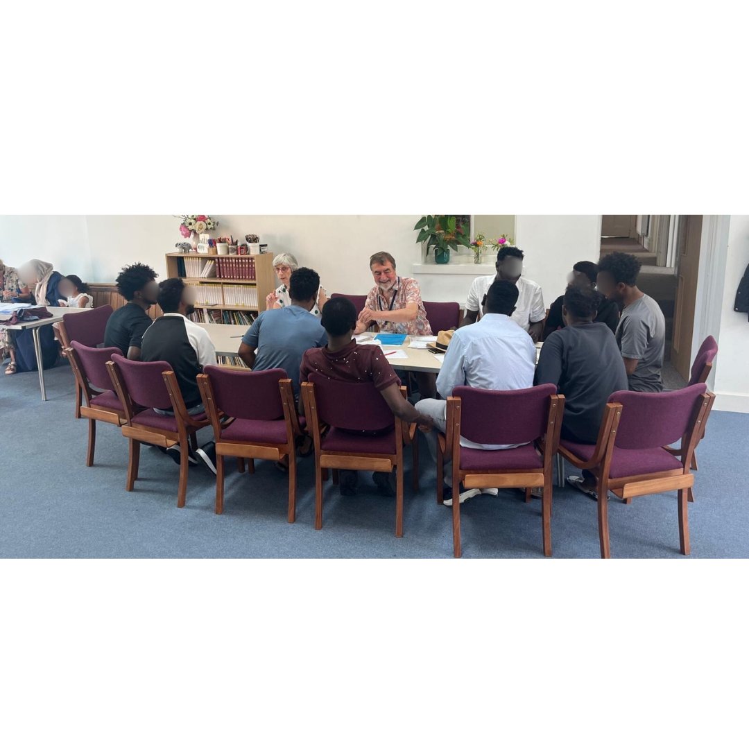 Registering new arrivals of men at the drop-in. Like other charities, we are really busy trying to help a large number of new people. They arrive with nothing, many without phones which they need to communicate with the Home Office. So we do what we can to meet their basic needs.