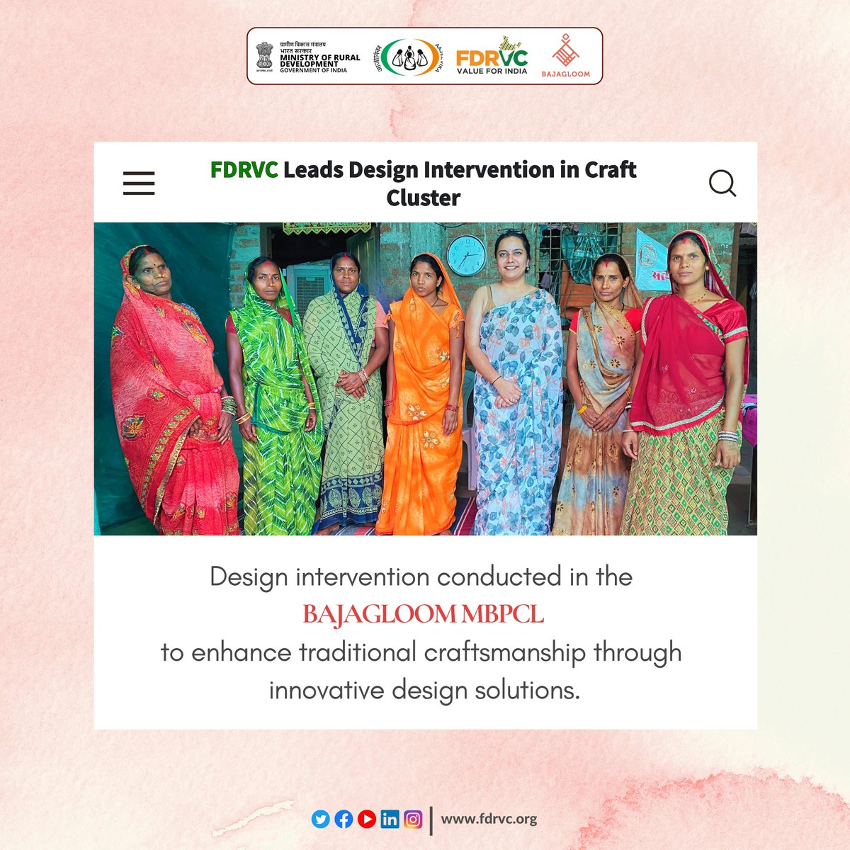 FDRVC led a powerful design intervention at Bajagloom Mahila Bunkar Producer Company Ltd., blending innovative contemporary design with age-old Baiga weaving and tribal handloom saree traditions. A meaningful step toward sustainable rural craftsmanship and cultural preservation.