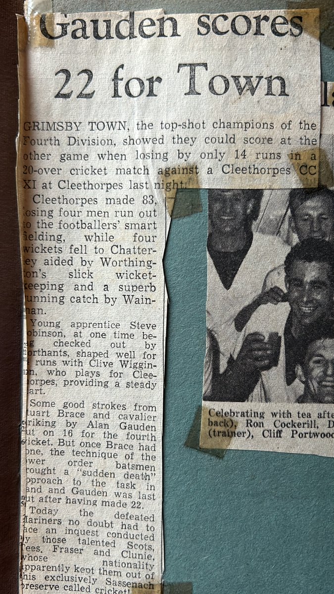 onthisGTFCday's tweet image. 25th July 1972 - Grimsby Town's promoted heroes swap their football kit for cricket whites, but are all out for 69 against a Cleethorpes XI at Cleethorpes Cricket Club. Allan Gauden top scoring for the Mariners with 22, Swain taking 5-25 for the hosts. #GTFC