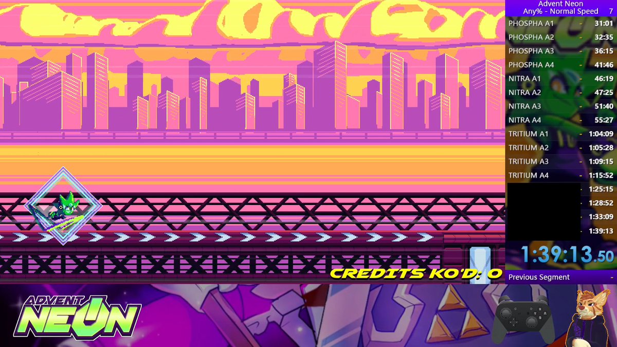 ThatCalicoRay's tweet image. Did a practice speedrun of @AdventNeon and it's fun! Not a bad time too for first time and there's a lot of stuff to practice on! (wait am i the first) #AdventNEON