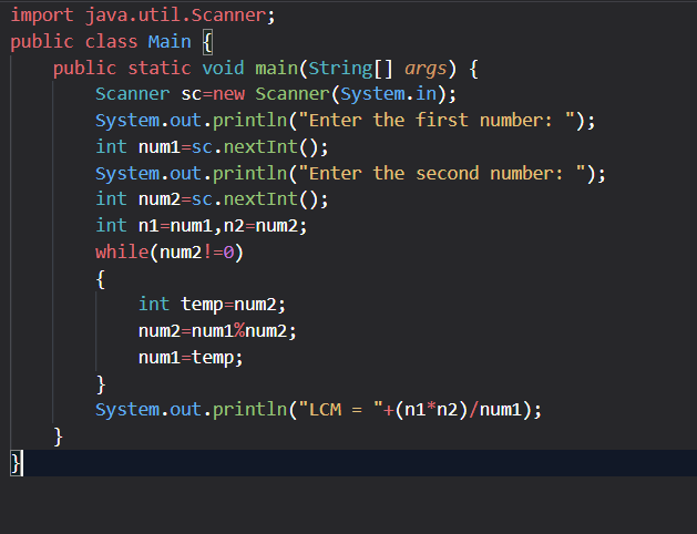 LearnWithAnkit's tweet image. #100DaysOfCode #CodingJourney #dream #letsconnect      
Control Flow Question:-

Write a program to input two numbers from user and find LCM.
Input:
num1: 5
num2: 10
Output:
LCM = 10