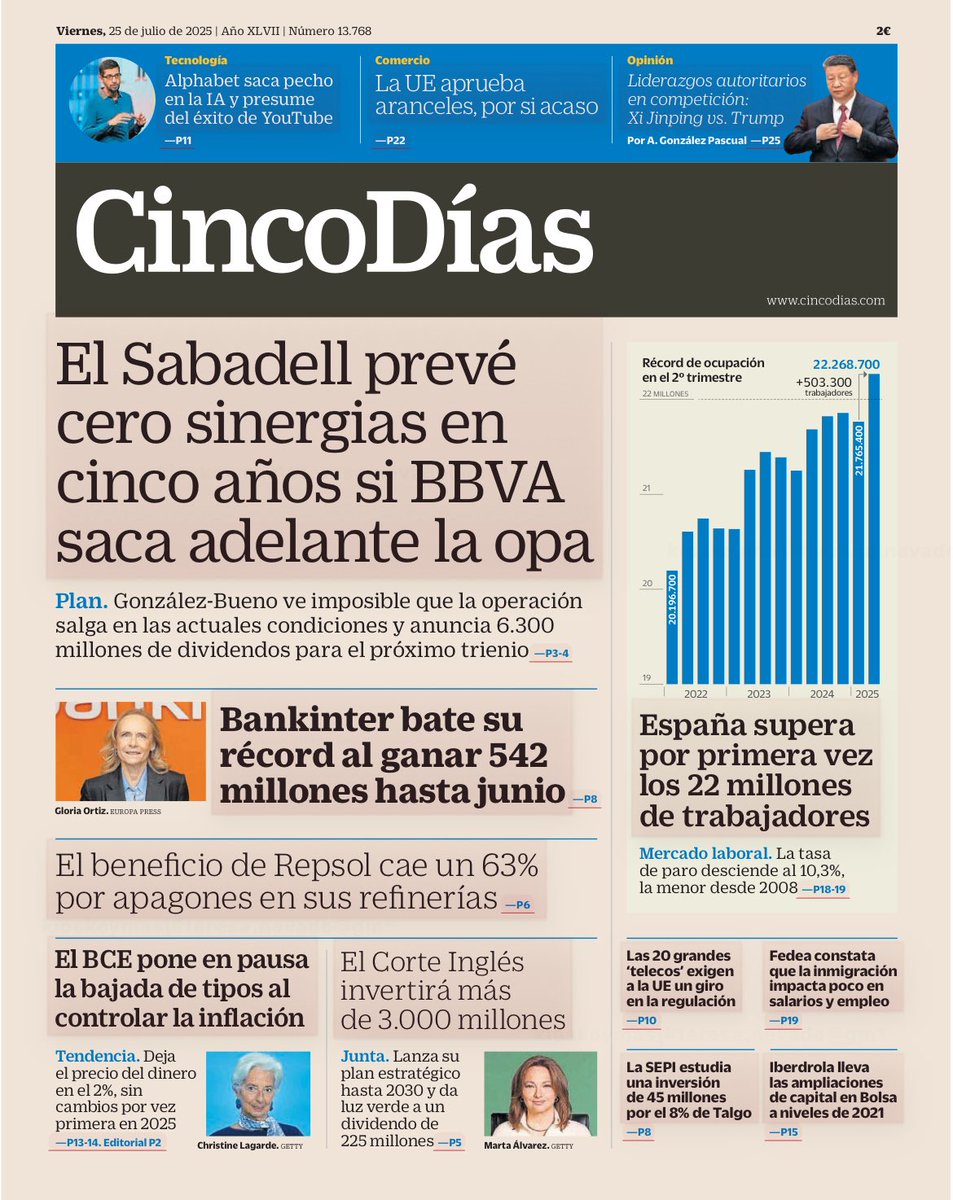 Inspectores_IHE's tweet image. Buenos días.
Algunas de las principales portadas 📰 del viernes, 25 de julio de 2025.