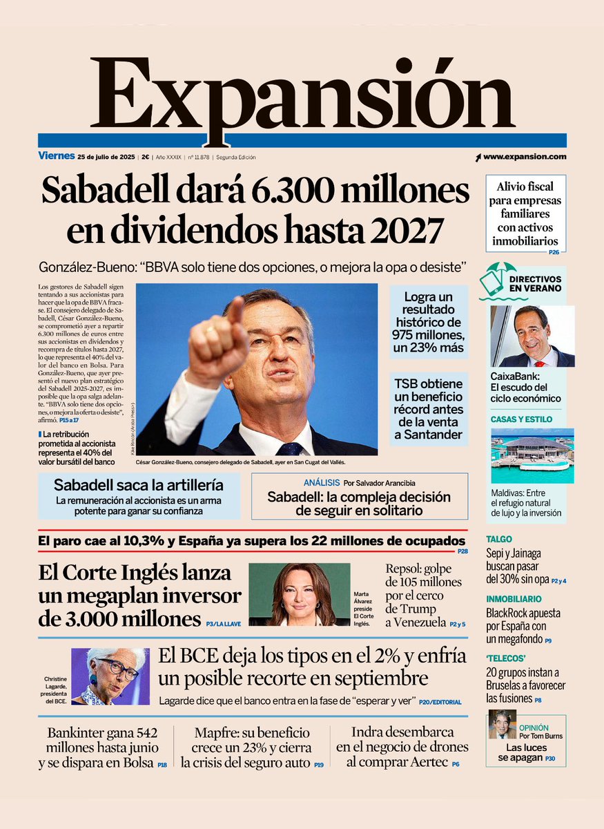 Inspectores_IHE's tweet image. Buenos días.
Algunas de las principales portadas 📰 del viernes, 25 de julio de 2025.