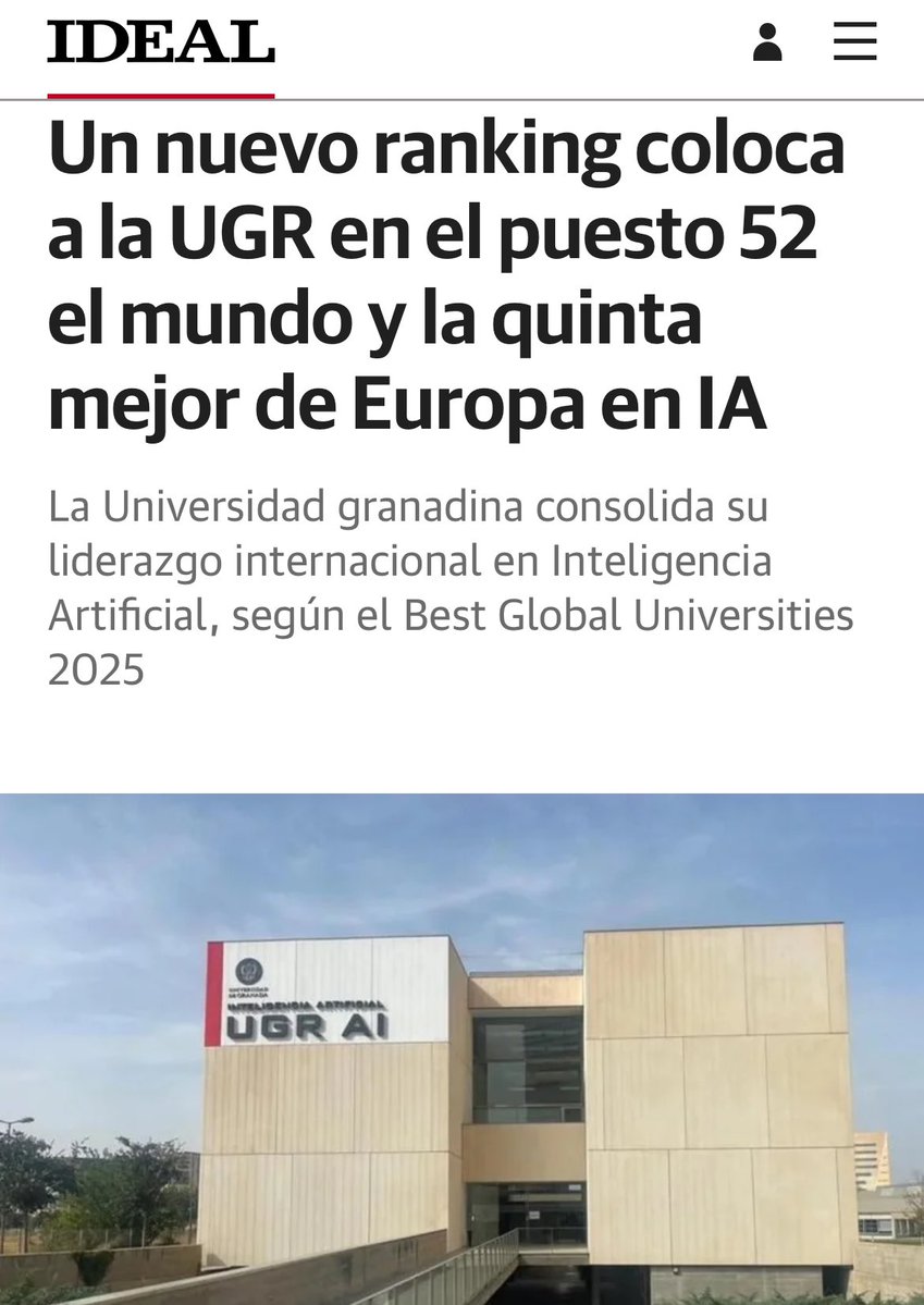 uGR enfurecida (@ugrenfurecida_) on Twitter photo Esta noticia debería impresionar a toda Granada. Se supone que la <a href="/CanalUGR/">Universidad Granada</a> es 5ª en IA, pero el Grado de Ciencia y Datos de IA lo llevan a Sevilla para privatizarlo.
¿Cuándo va a despertar Graná? #ia #granada Esta noticia debería impresionar a toda Granada. Se supone que la <a href="/CanalUGR/">Universidad Granada</a> es 5ª en IA, pero el Grado de Ciencia y Datos de IA lo llevan a Sevilla para privatizarlo.
¿Cuándo va a despertar Graná? #ia #granada