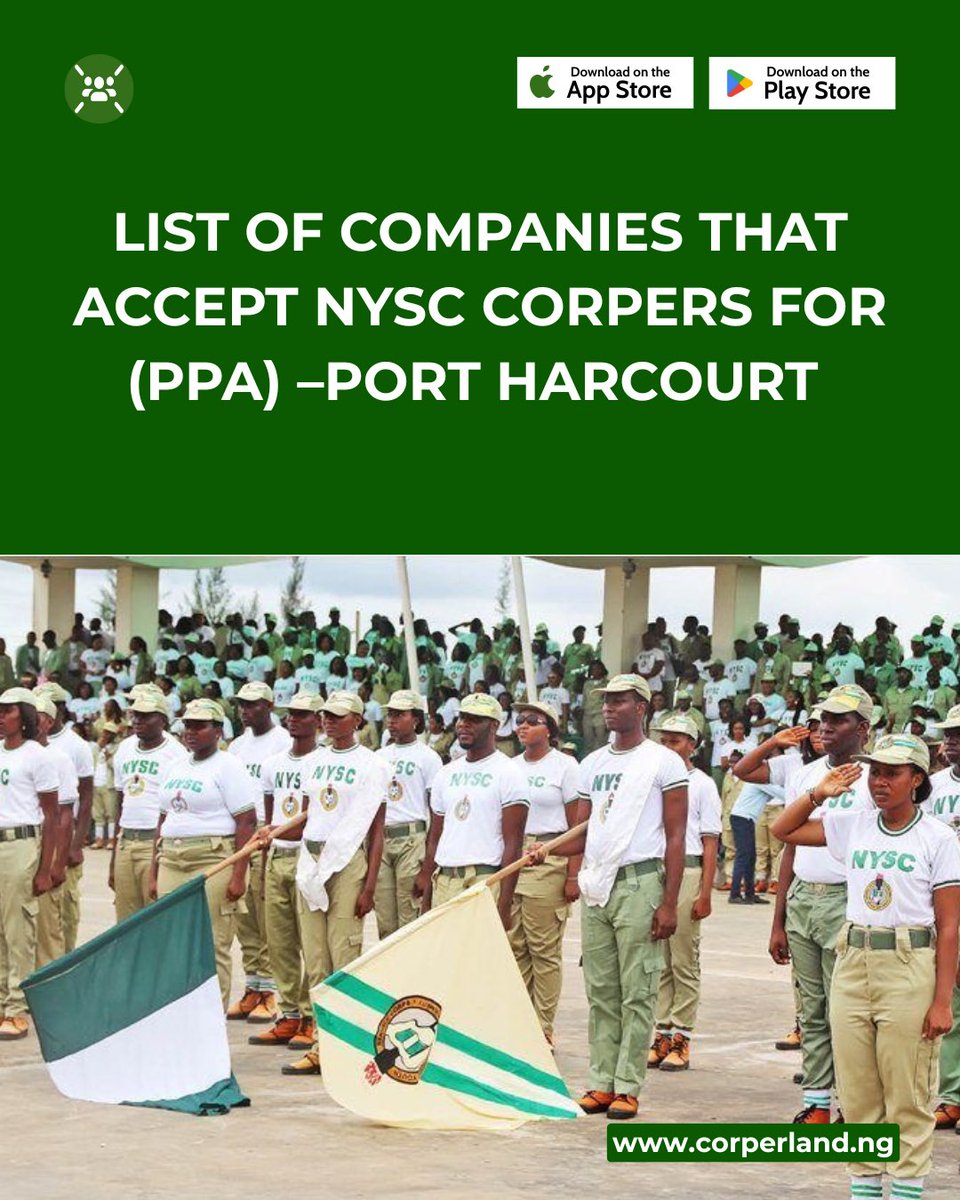 corperland's tweet image. Looking for the best-paying NYSC PPAs in Port Harcourt?
From Shell to RSIRS, here's a verified list of top organizations currently accepting corps members — with allowances ranging from A15k to A100k+.
Find your fit and secure a place that values your service.
Explore more on…