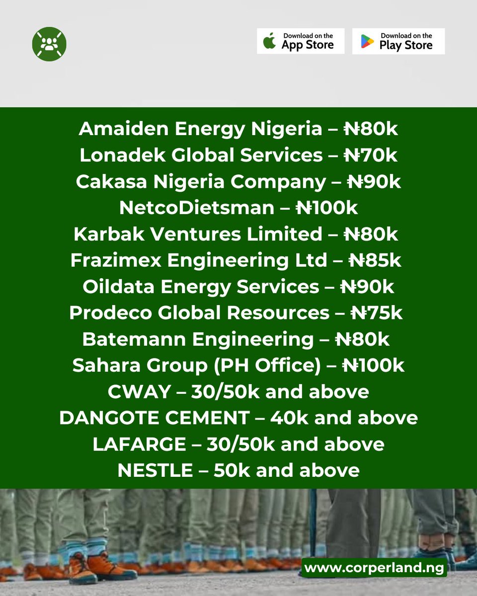 corperland's tweet image. Looking for the best-paying NYSC PPAs in Port Harcourt?
From Shell to RSIRS, here's a verified list of top organizations currently accepting corps members — with allowances ranging from A15k to A100k+.
Find your fit and secure a place that values your service.
Explore more on…