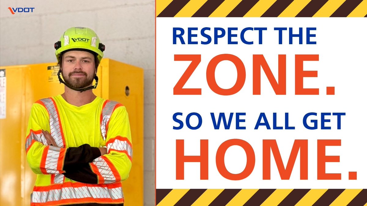 VaDOTRVA's tweet image. Respecting the work zone looks like:
📵Putting the phone down while driving
🐢Slowing down in work zones
👀Watching for workers and slow/stopped traffic