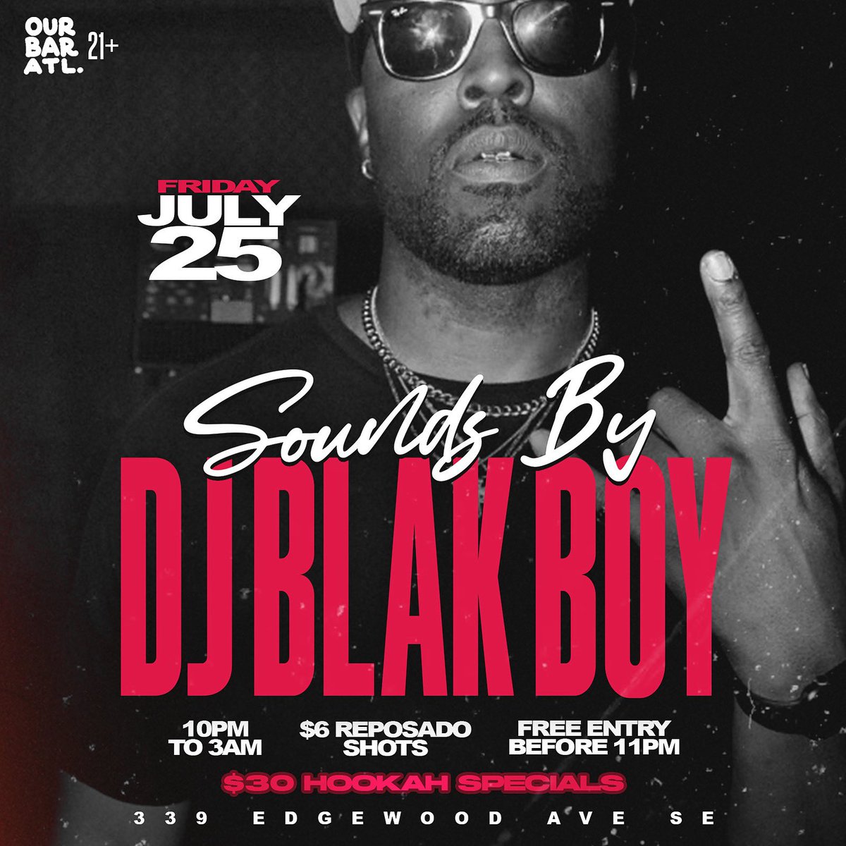 Come party with me TONIGHT at <a href="/ourbaratl/">ourbarlilbitch</a> 🍾

10PM-3AM (21+) 🪪
FREE ENTRY before 11PM 🕚

$6 Reposado Shots! 🥃
$30 Hookah Specials!