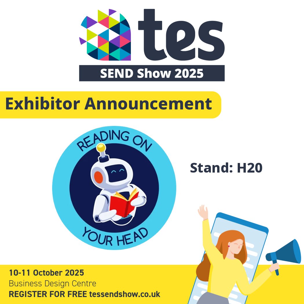 SENDShowUK's tweet image. We&apos;re excited to welcome Reading On Your Head to #TesSENDShow2025!🥳

🔗Find out more here 👉readingonyourhead.com
🎟️Register for free here 👉ow.ly/of5G50VVwPp