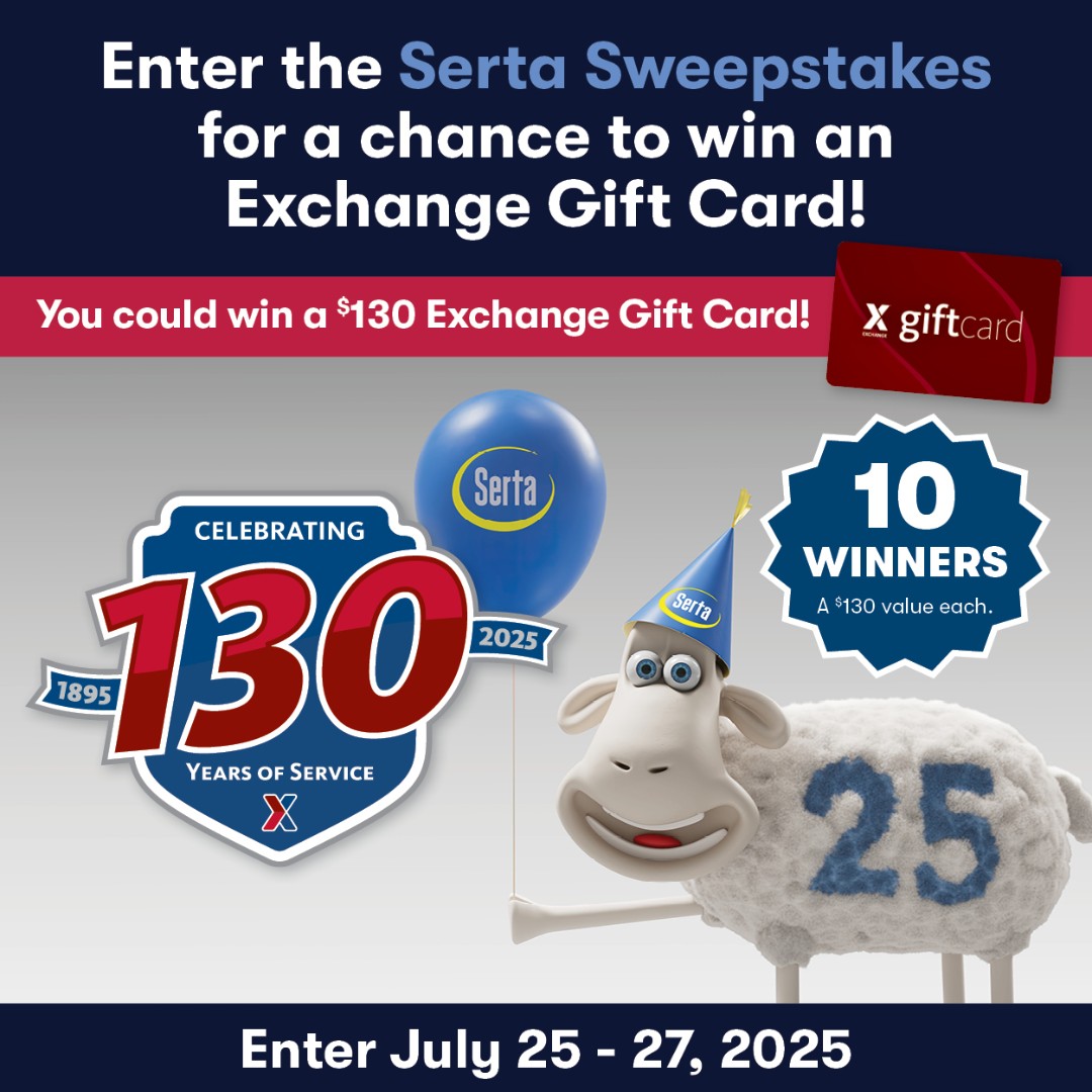 Enter the Serta #sweepstakes for your chance to be one of 10 lucky winners to receive a $130 Exchange gift card! ❤️🤍💙 aafes.media/4nWtJZN