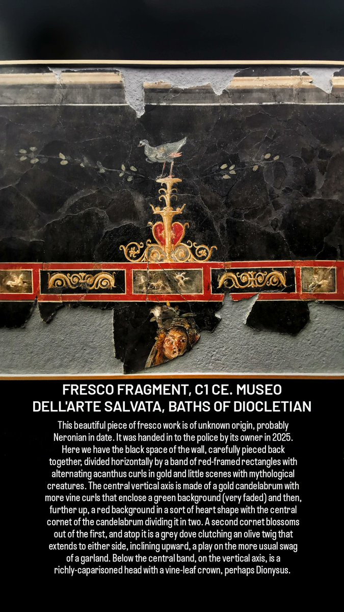 antmoose's tweet photo. #FrescoFriday leads us back to the #MuseodellArteSalvata at the #BathsofDiocletian in #Rome to look at another #fresco fragment of mysterious provenance, full of delightful details. If only we knew where to look for the rest of this splendid room! https://t.co/TCGxJOHnWK