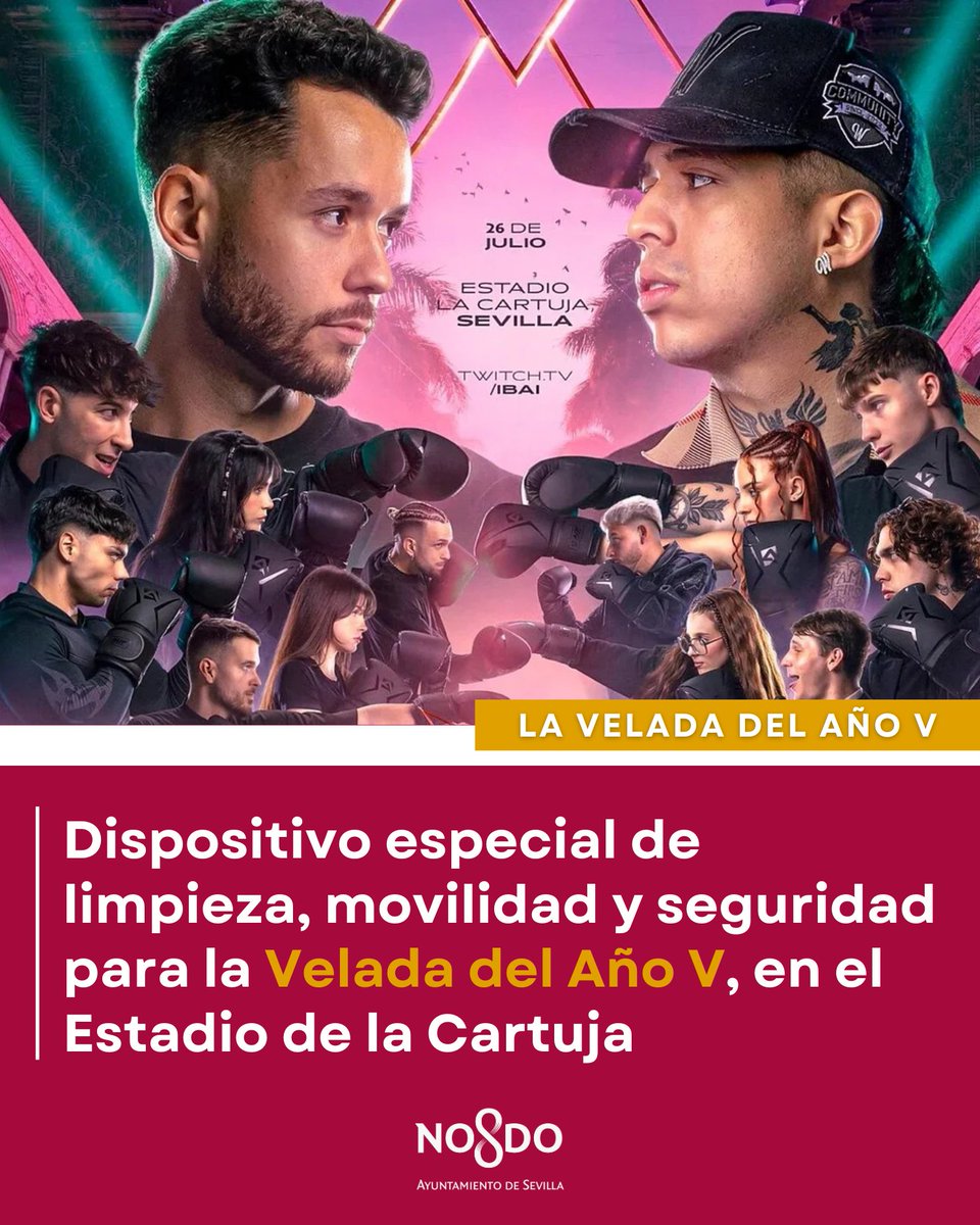 ✅ Dispositivo especial de limpieza, movilidad y seguridad para <a href="/infoLaVelada/">La Velada Del Año 5</a>:

🚍 <a href="/tussamoficial/">TUSSAM</a> incrementará la oferta con 10 vehículos adicionales que se incorporarán a las 18:30 horas, y otros 14 por la noche.
🧹 <a href="/LipasamSevilla/">Lipasam</a> se reforzará con 32 operarios y 18 vehículos.